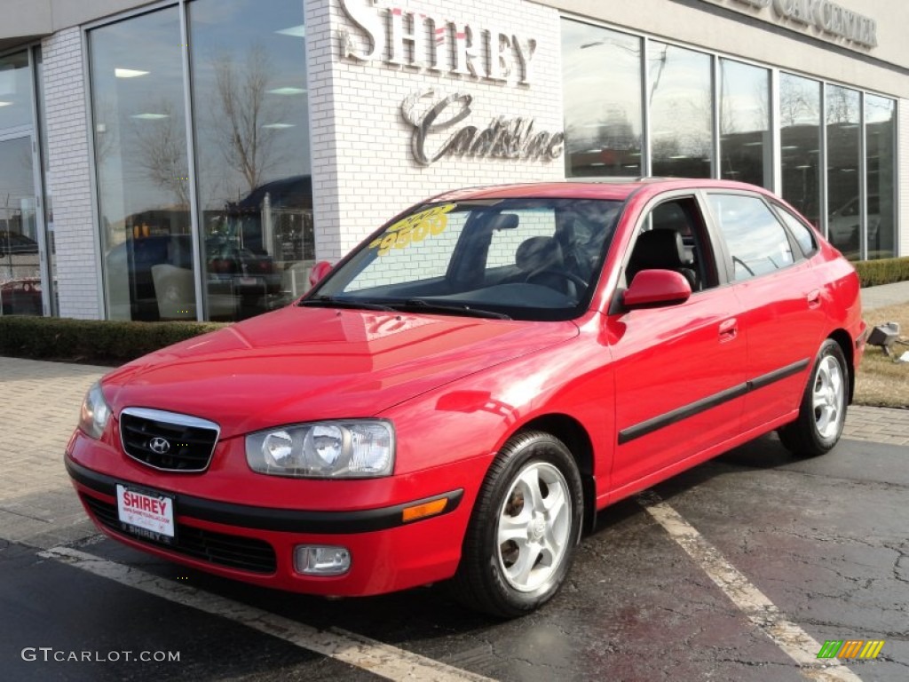 2002 Elantra GT Hatchback - Rally Red / Dark Gray photo #1