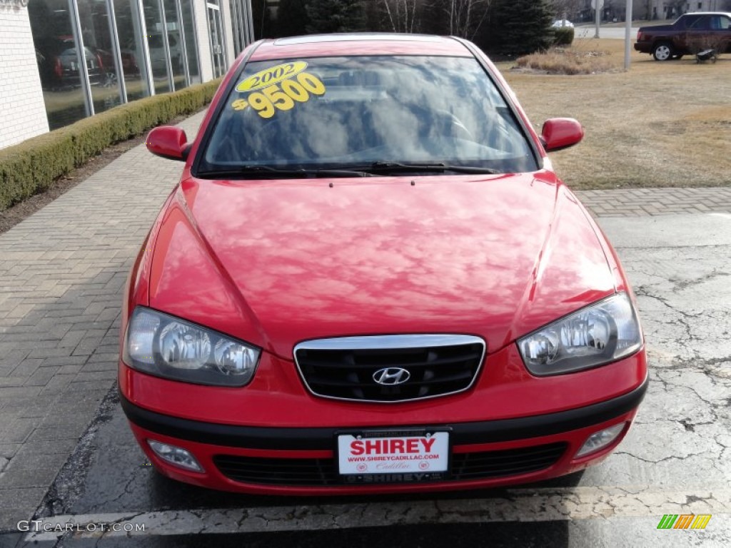 2002 Elantra GT Hatchback - Rally Red / Dark Gray photo #2