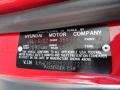 VX: Rally Red 2002 Hyundai Elantra GT Hatchback Color Code