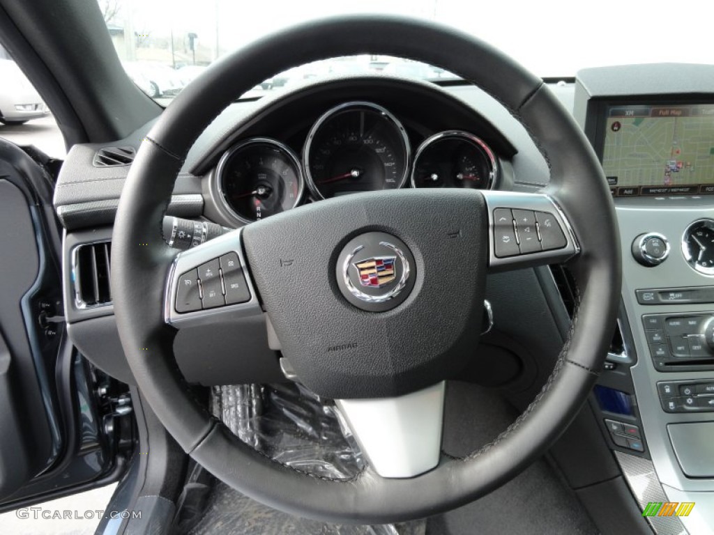 2012 Cadillac CTS 4 AWD Coupe Ebony/Ebony Steering Wheel Photo #61603458