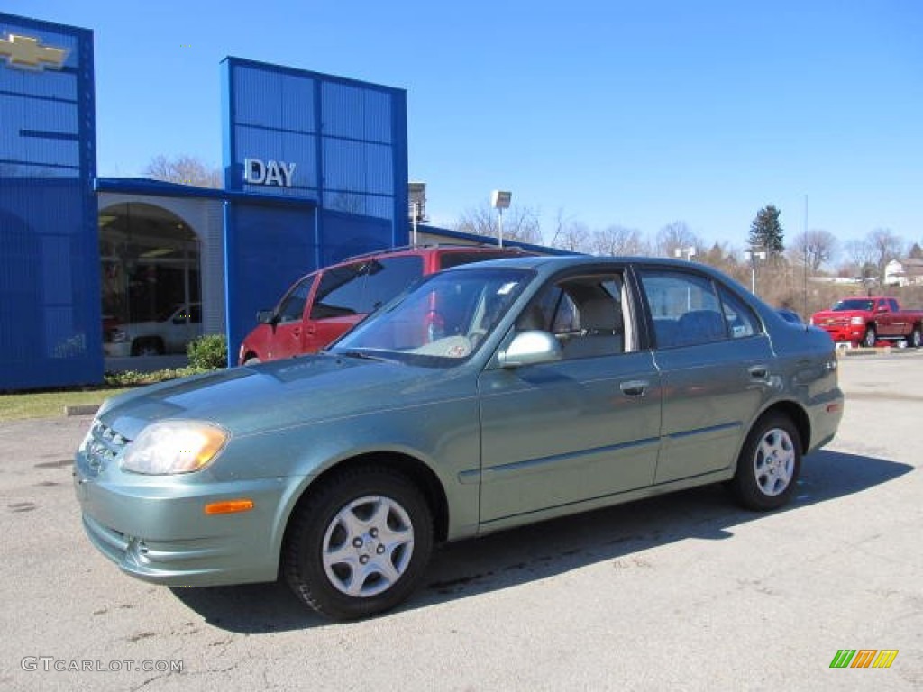 2004 Accent GL Sedan - Quartz Green / Gray photo #1