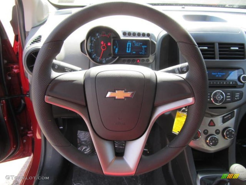 2012 Chevrolet Sonic LS Hatch Jet Black/Dark Titanium Steering Wheel Photo #61604916
