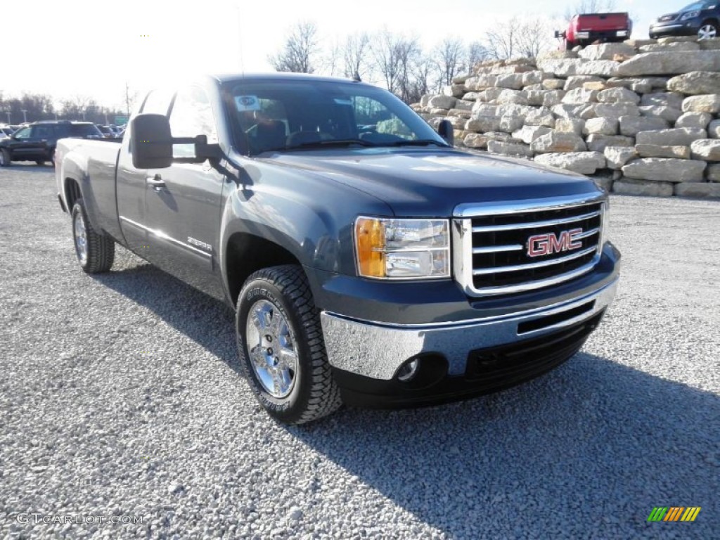 2012 Sierra 1500 SLE Extended Cab 4x4 - Stealth Gray Metallic / Ebony photo #2