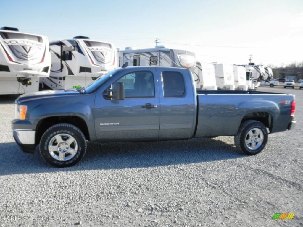 2012 Sierra 1500 SLE Extended Cab 4x4 - Stealth Gray Metallic / Ebony photo #4