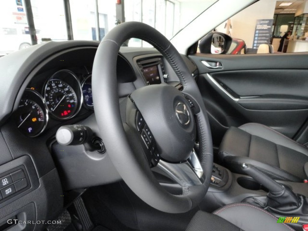 2013 Mazda CX-5 Grand Touring AWD Black Steering Wheel Photo #61606716