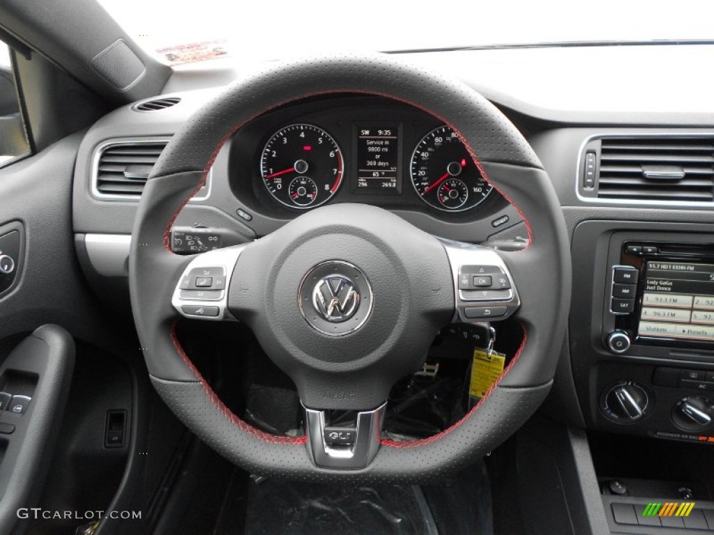 2012 Volkswagen Jetta GLI Titan Black Steering Wheel Photo #61608657