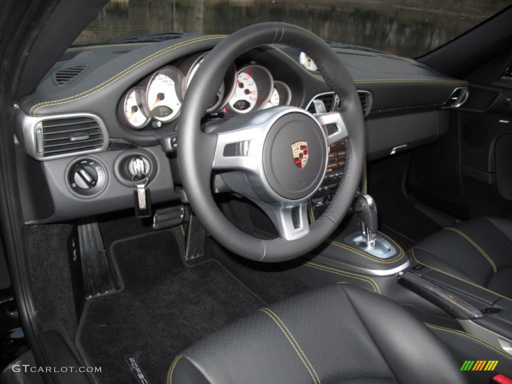 Black Interior 2012 Porsche 911 Turbo S Cabriolet Photo #61611487