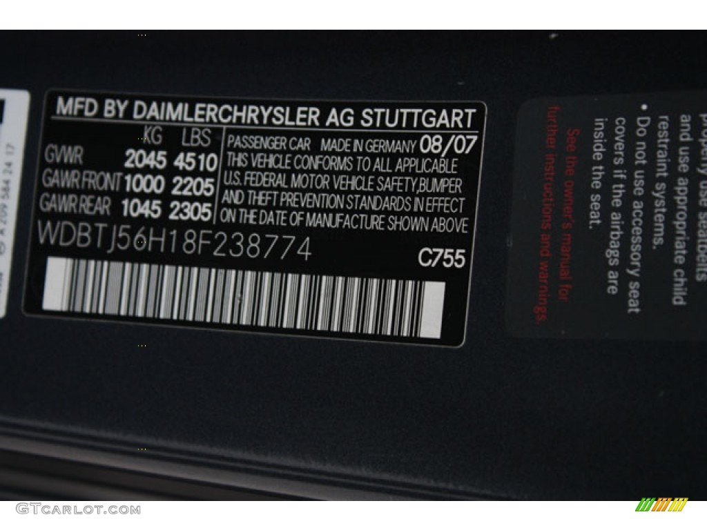 2008 CLK Color Code 755 for Steel Grey Metallic Photo #61612032
