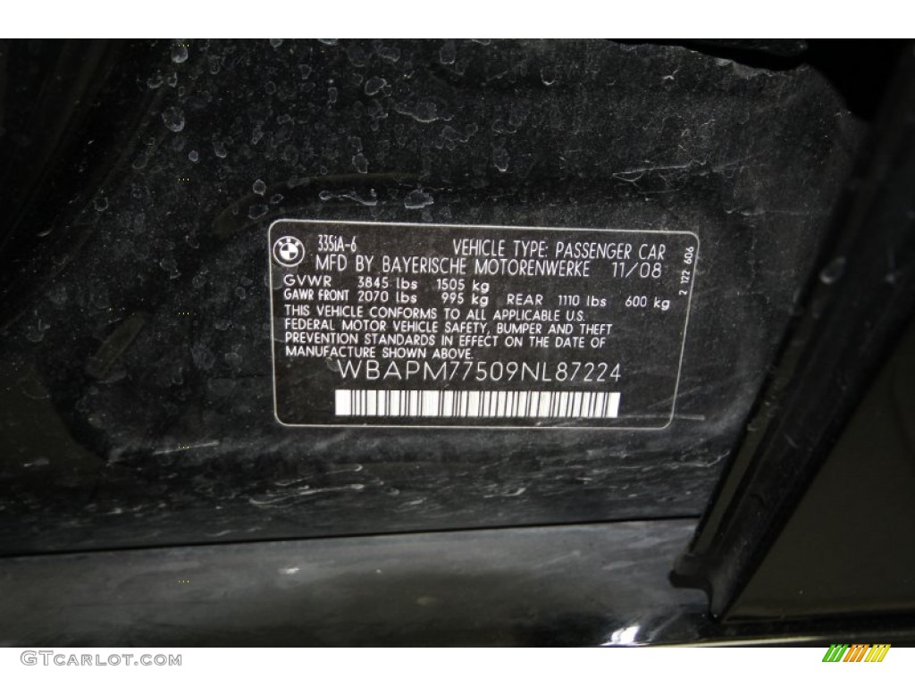 2009 3 Series 335i Sedan - Black Sapphire Metallic / Black photo #10