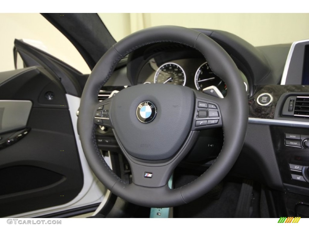 2012 BMW 6 Series 650i Coupe Black Nappa Leather Steering Wheel Photo #61615626