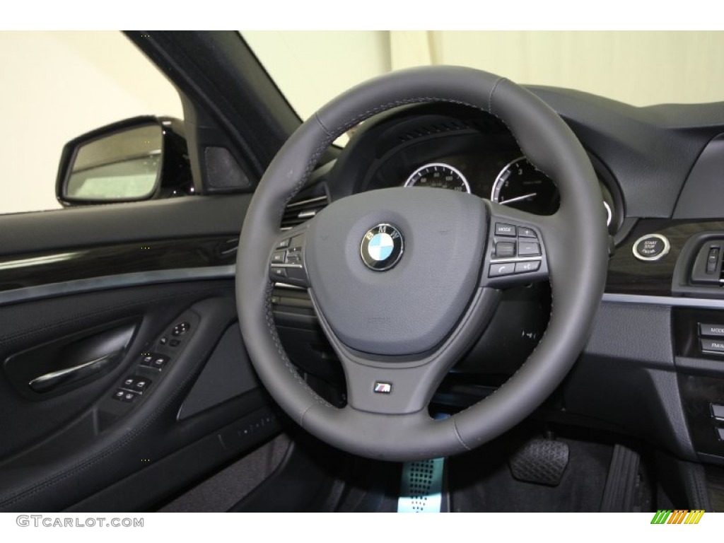 2012 BMW 5 Series 550i Sedan Black Steering Wheel Photo #61615857