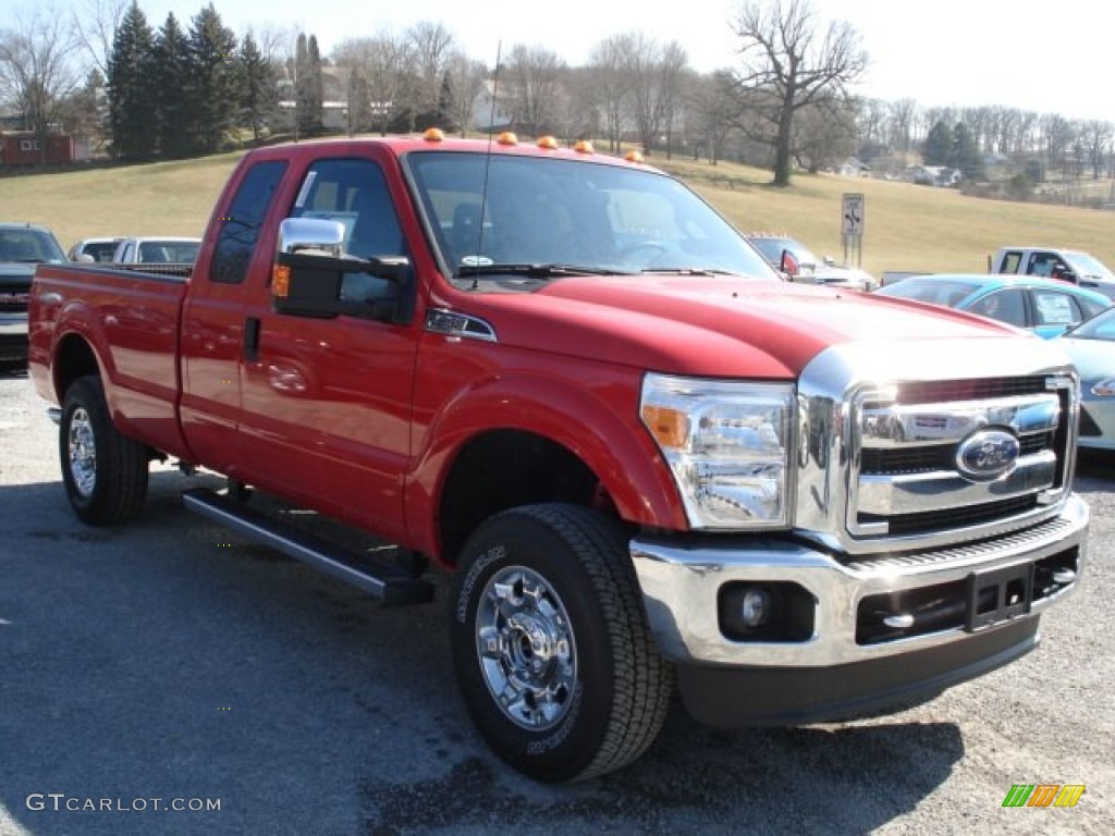 2012 F250 Super Duty XLT SuperCab 4x4 - Vermillion Red / Steel photo #2