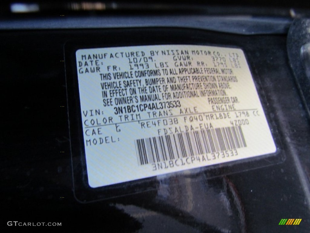 2010 Versa Color Code CAE for Espresso Black Photo #61616820