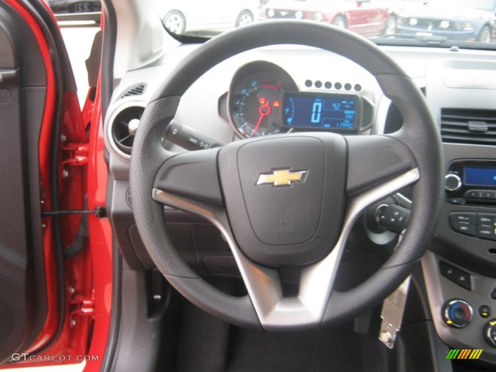 2012 Chevrolet Sonic LT Sedan Jet Black/Dark Titanium Steering Wheel Photo #61618897
