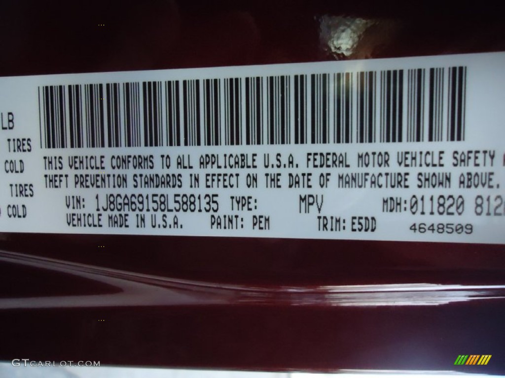 2008 Wrangler Unlimited Color Code PEM for Red Rock Crystal Pearl Photo #61621746