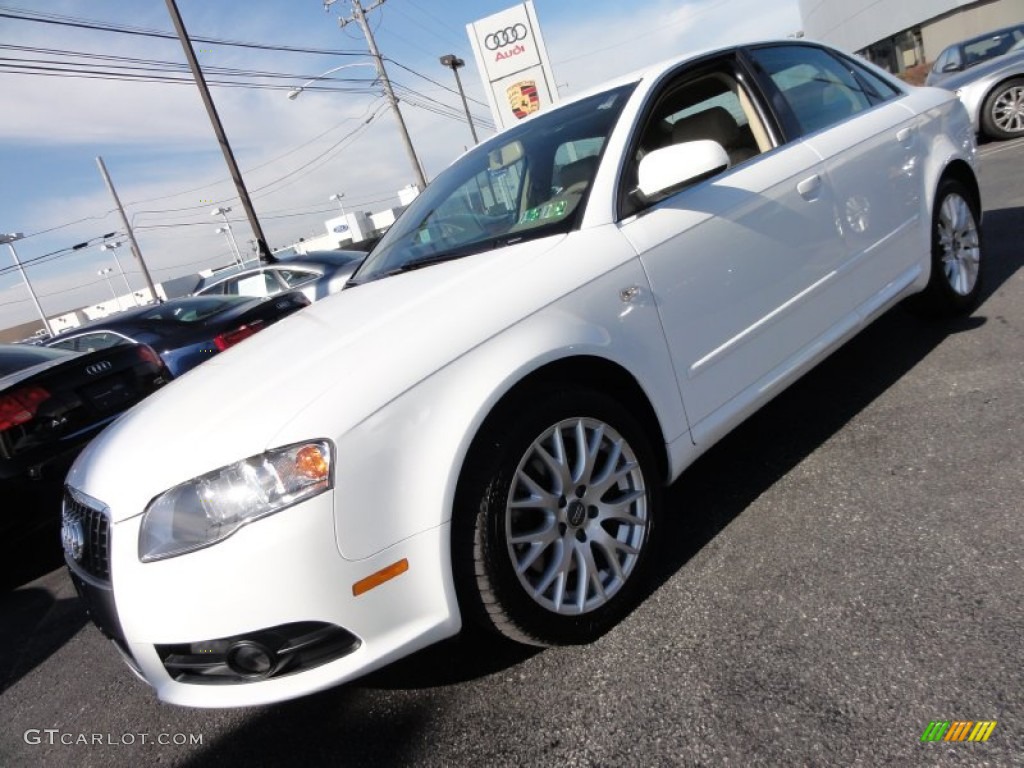 2008 A4 2.0T quattro Sedan - Ibis White / Beige photo #3