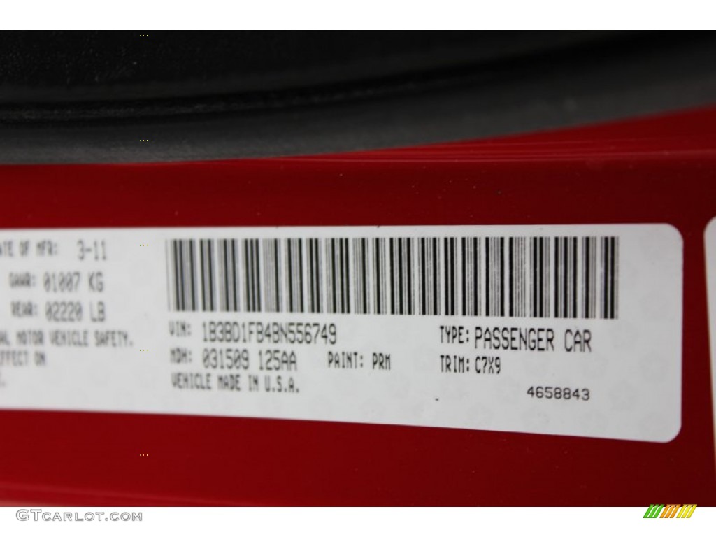 2011 Avenger Color Code PRM for Redline 2 Pearl Photo #61627246