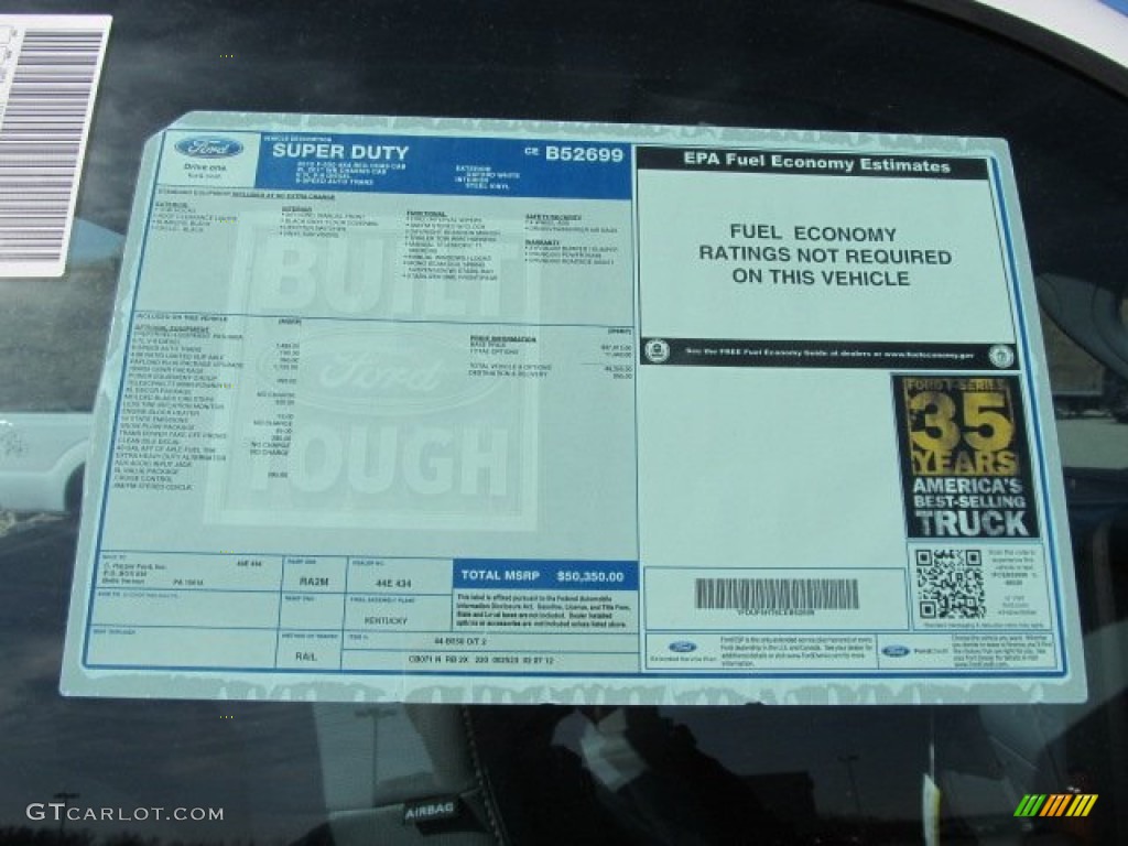 2012 Ford F550 Super Duty XL Regular Cab 4x4 Chassis Window Sticker Photo #61630581