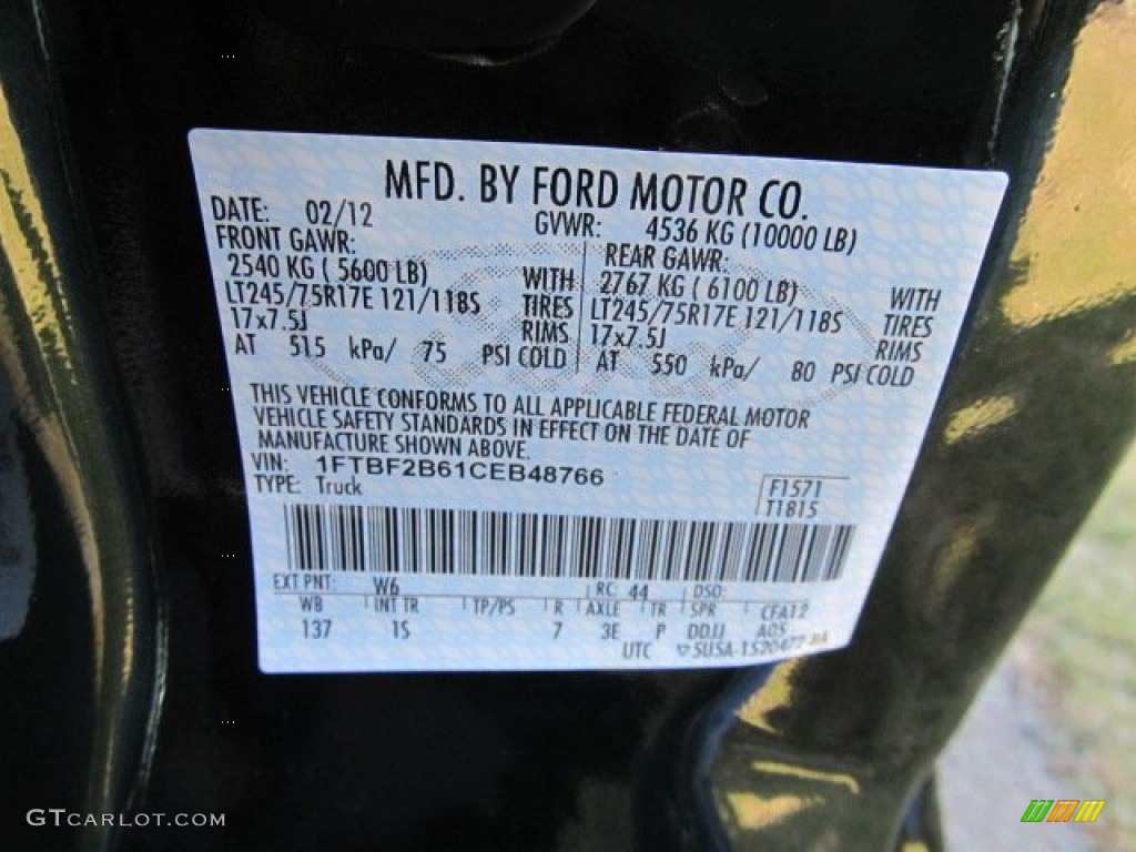 2012 F250 Super Duty Color Code W6 for Green Gem Metallic Photo #61630941