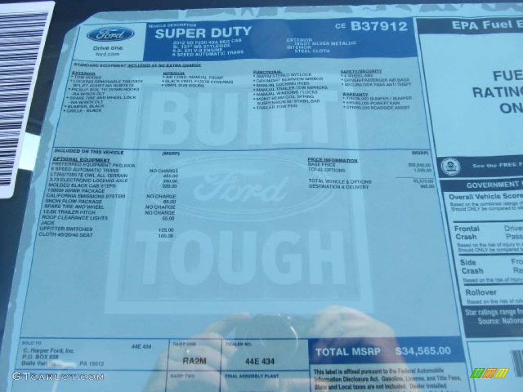 2012 F250 Super Duty XL Regular Cab 4x4 - Ingot Silver Metallic / Steel photo #6