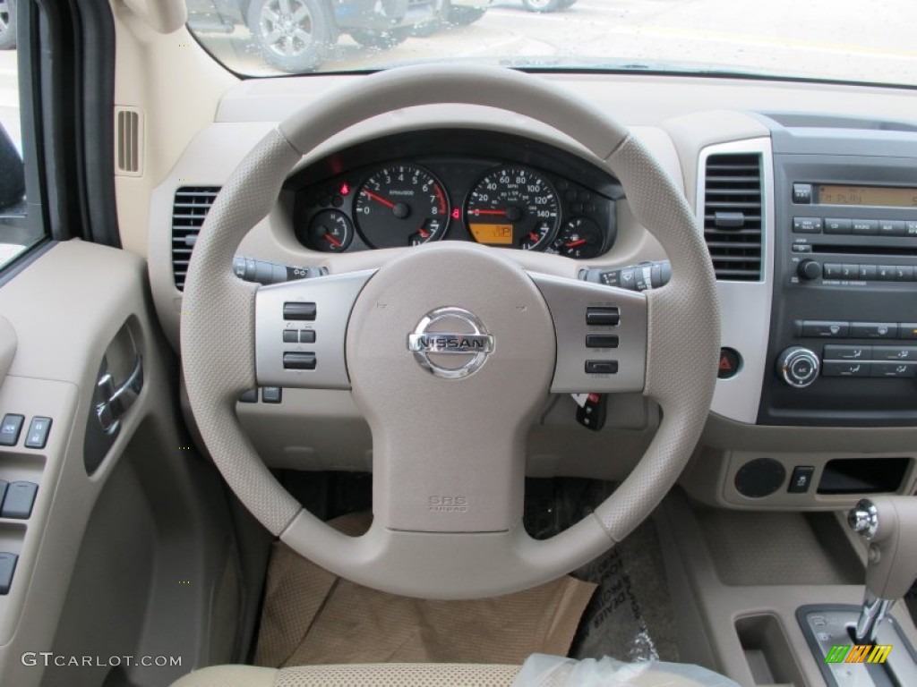 2012 Nissan Frontier SV Crew Cab Beige Steering Wheel Photo #61634195