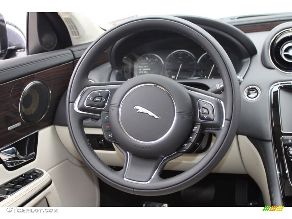 2012 Jaguar XJ XJL Portfolio Ivory/Jet Steering Wheel Photo #61640753