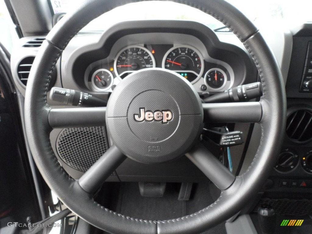 2010 Jeep Wrangler Rubicon 4x4 Dark Slate Gray/Medium Slate Gray Steering Wheel Photo #61643180