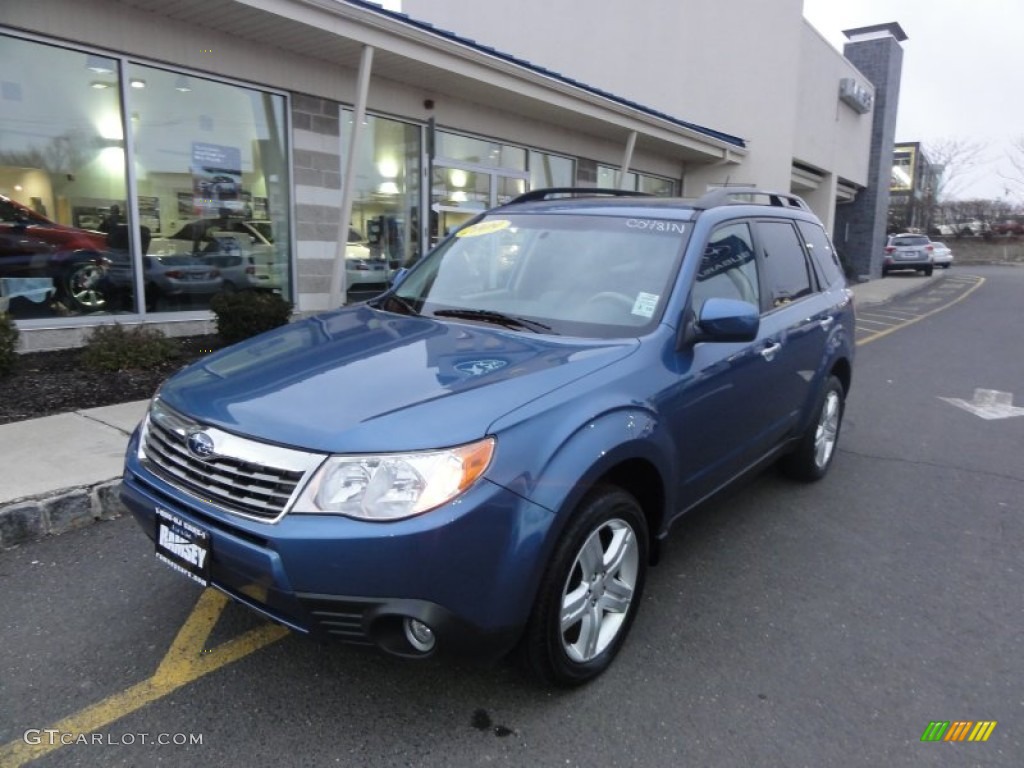 2009 Forester 2.5 X Limited - Newport Blue Pearl / Platinum photo #1