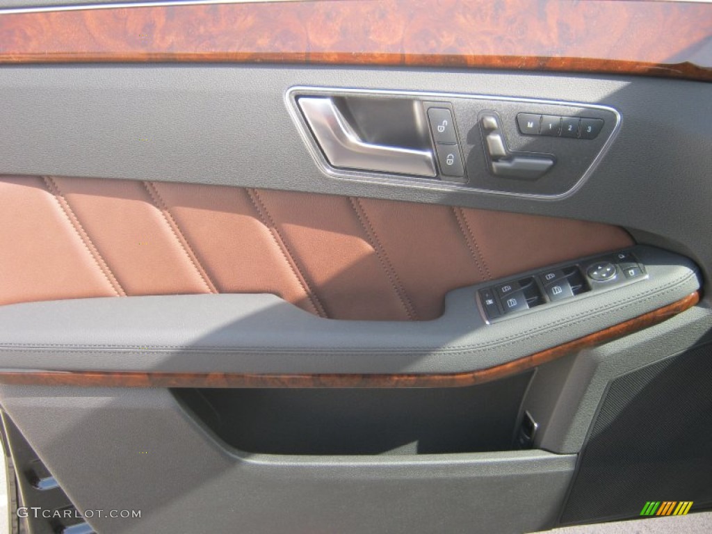 2012 Mercedes-Benz E 350 Sedan designo Auburn Brown Door Panel Photo #61647705