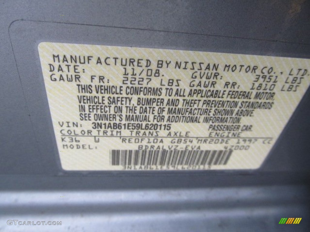 2009 Sentra Color Code K36 for Magnetic Gray Photo #61651195