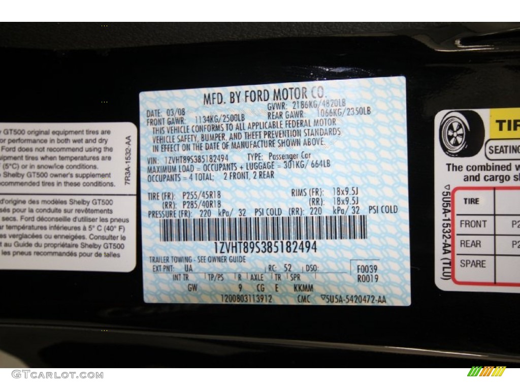2008 Mustang Color Code UA for Black Photo #61651541