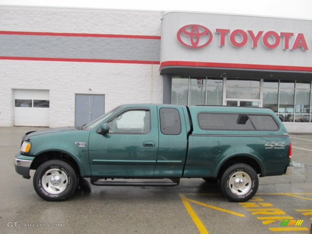 2000 F150 XLT Extended Cab 4x4 - Amazon Green Metallic / Medium Parchment photo #3