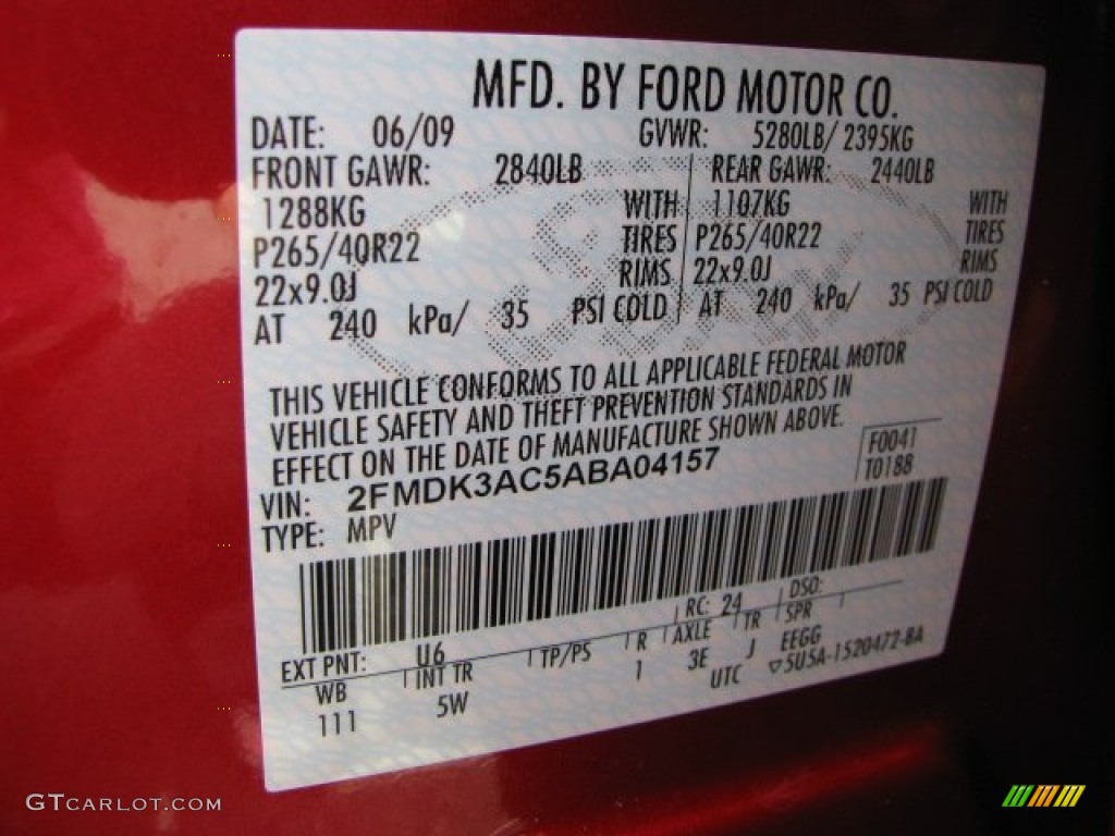 2010 Edge Color Code U6 for Red Candy Metallic Photo #61660730