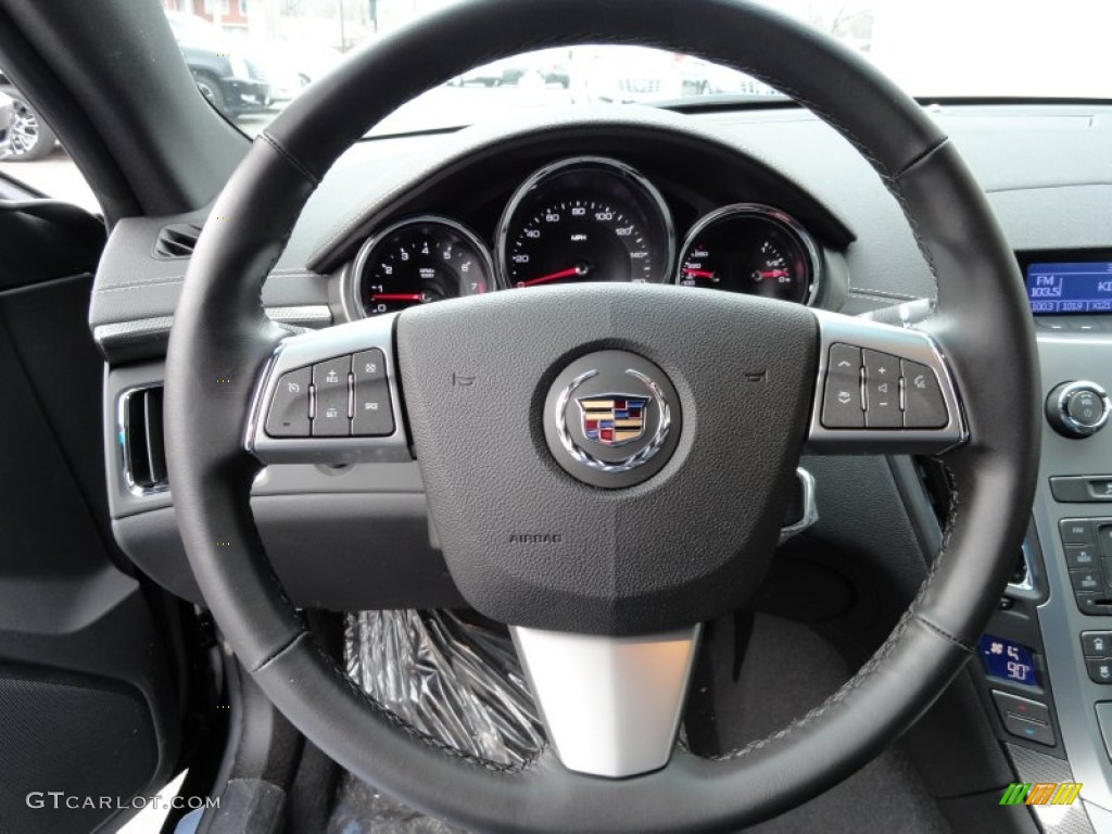 2012 Cadillac CTS Coupe Ebony/Ebony Steering Wheel Photo #61661382