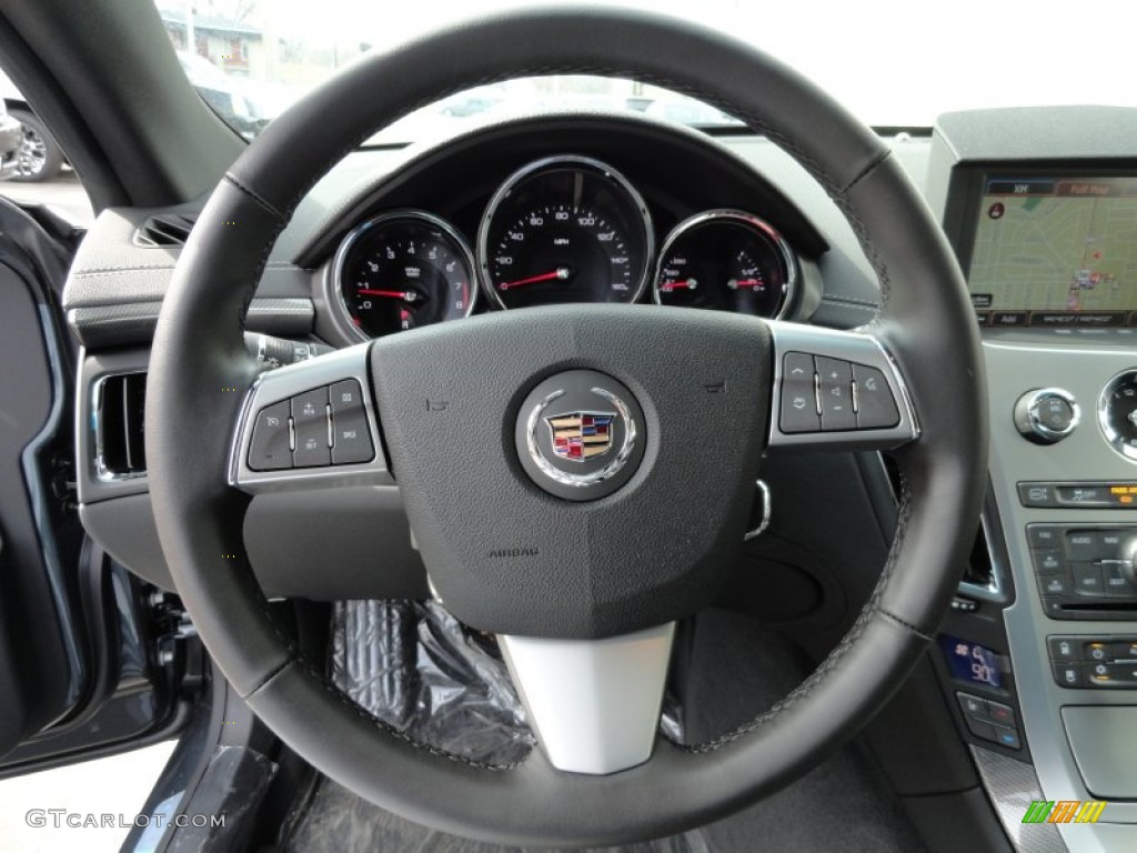 2012 Cadillac CTS 4 AWD Coupe Ebony/Ebony Steering Wheel Photo #61661568