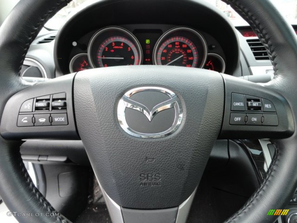 2011 Mazda MAZDA6 i Grand Touring Sedan Black Steering Wheel Photo #61661777