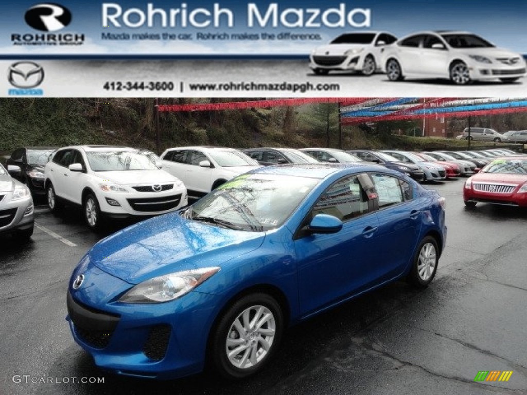 2012 MAZDA3 i Grand Touring 4 Door - Sky Blue Mica / Black photo #1