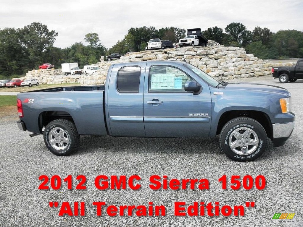 2012 Sierra 1500 SLE Extended Cab 4x4 - Stealth Gray Metallic / Ebony photo #1