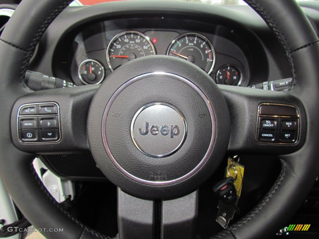 2011 Jeep Wrangler Rubicon 4x4 Black Steering Wheel Photo #61665088