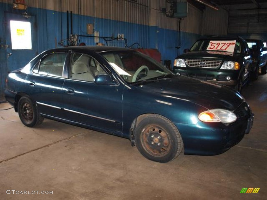 2000 Elantra GLS Sedan - Forest Green / Beige photo #2