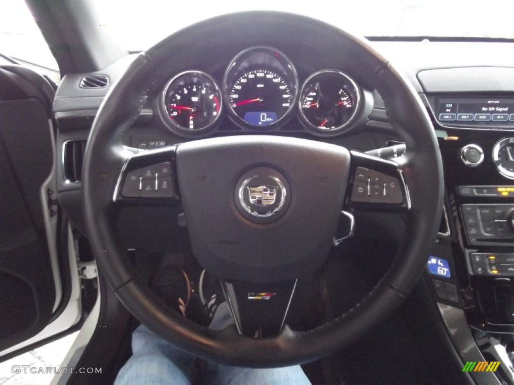 2012 Cadillac CTS -V Coupe Ebony/Ebony Steering Wheel Photo #61669876