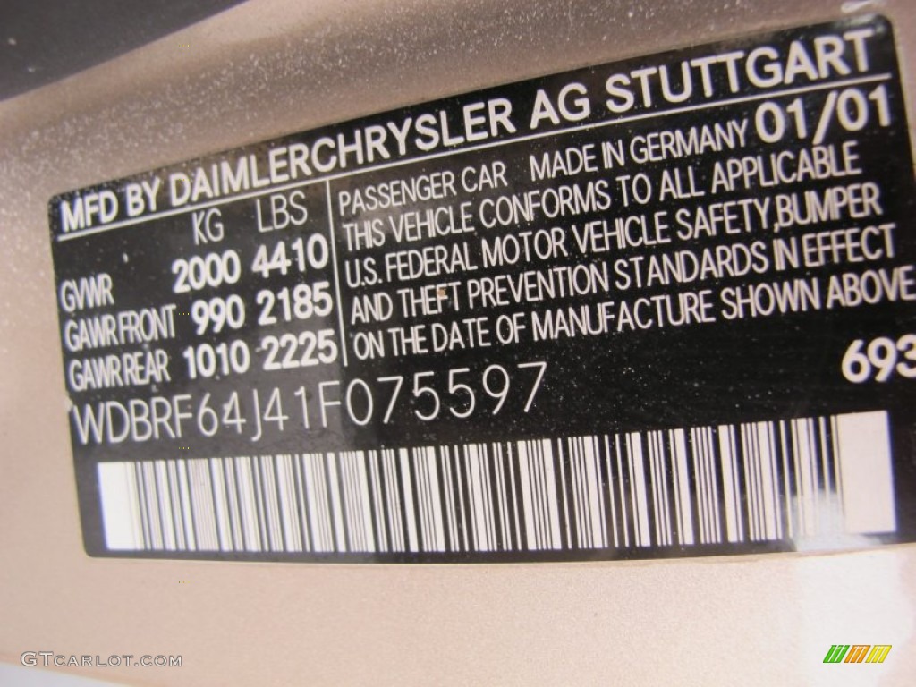 2001 C Color Code 693 for Desert Silver Metallic Photo #61674914