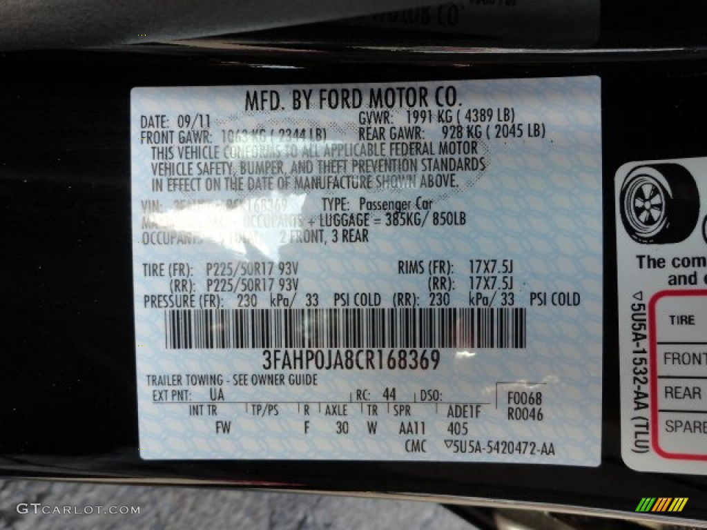 2012 Fusion Color Code UA for Black Photo #61675454