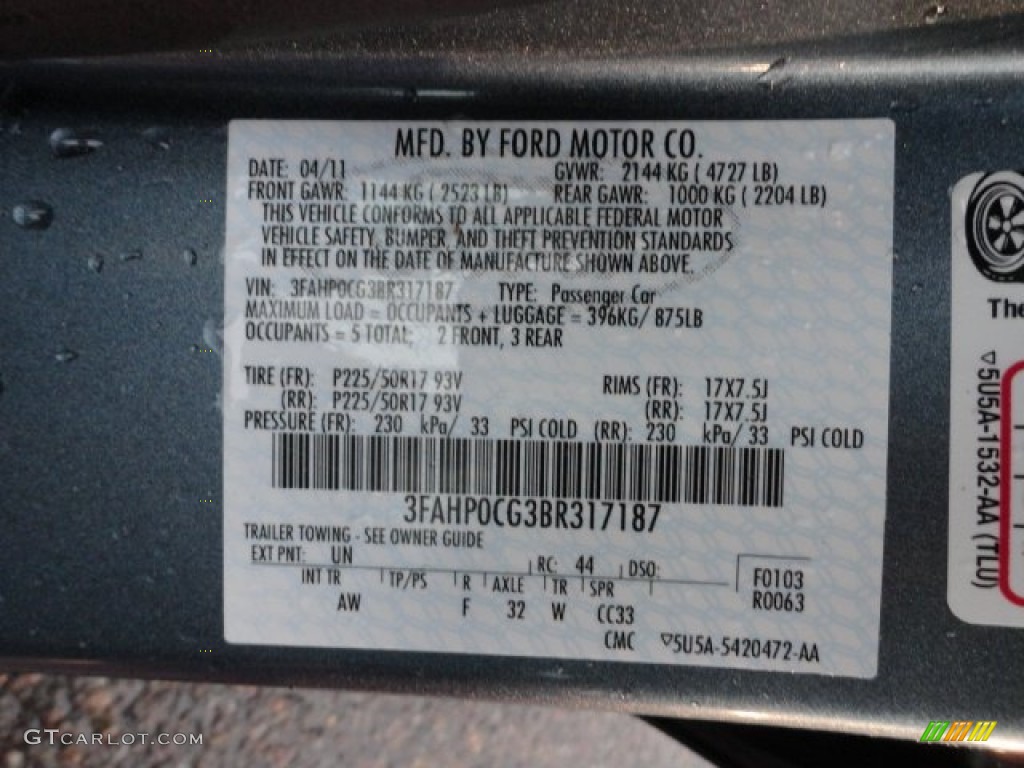 2011 Fusion Color Code UN for Steel Blue Metallic Photo #61675820