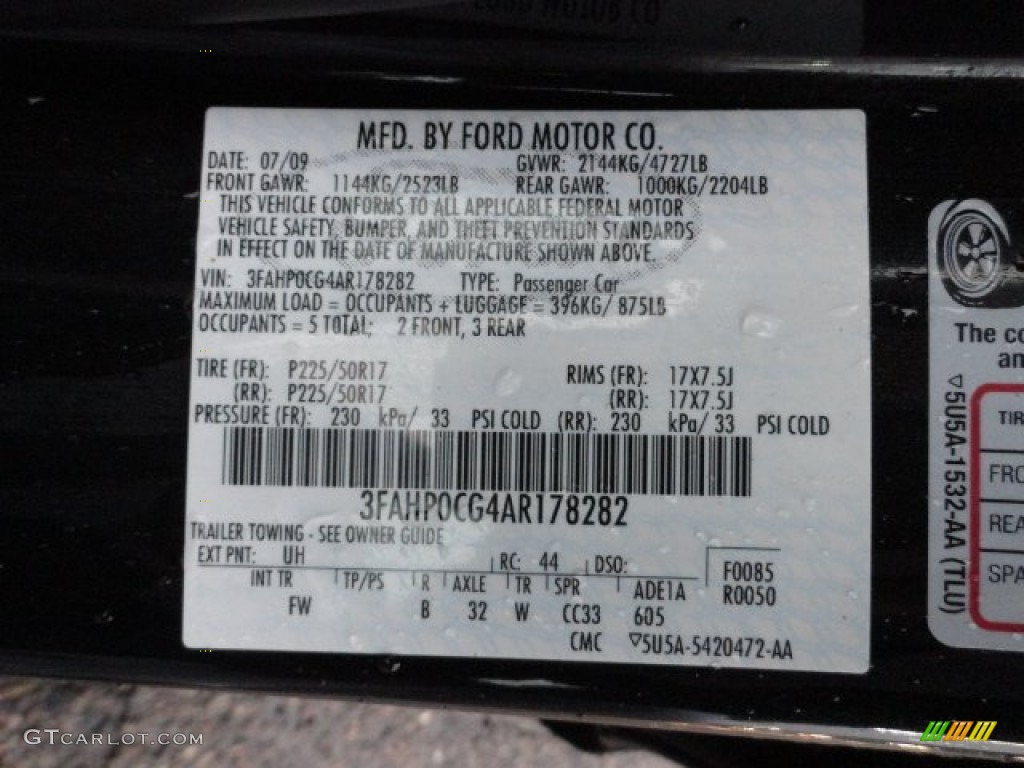 2010 Fusion SEL V6 AWD - Tuxedo Black Metallic / Charcoal Black photo #17