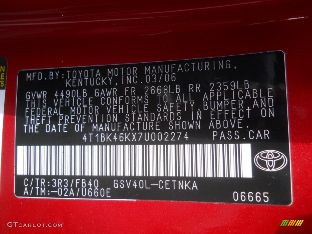 2007 Toyota Camry LE V6 3R3 Photo #61678427