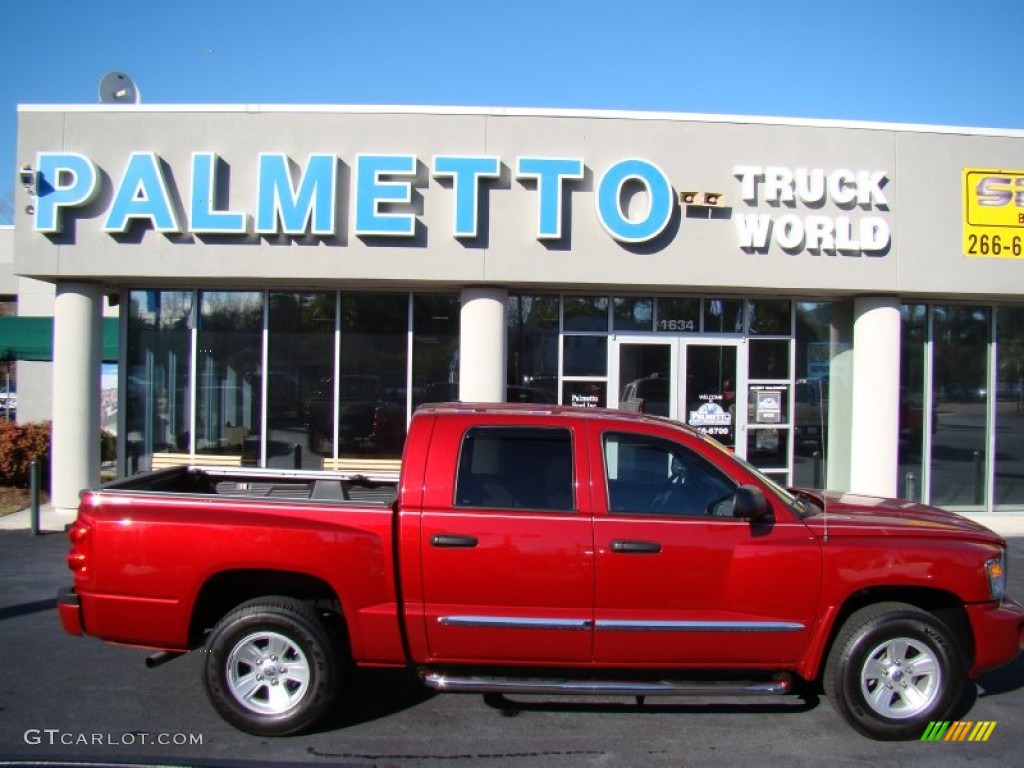 2008 Dakota SLT Crew Cab - Inferno Red Crystal Pearl / Dark Khaki/Medium Khaki photo #1