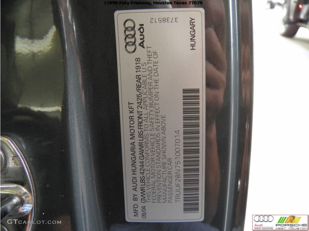 2005 TT 3.2 quattro Roadster - Dolomite Grey Pearl Effect / Ebony Black photo #31