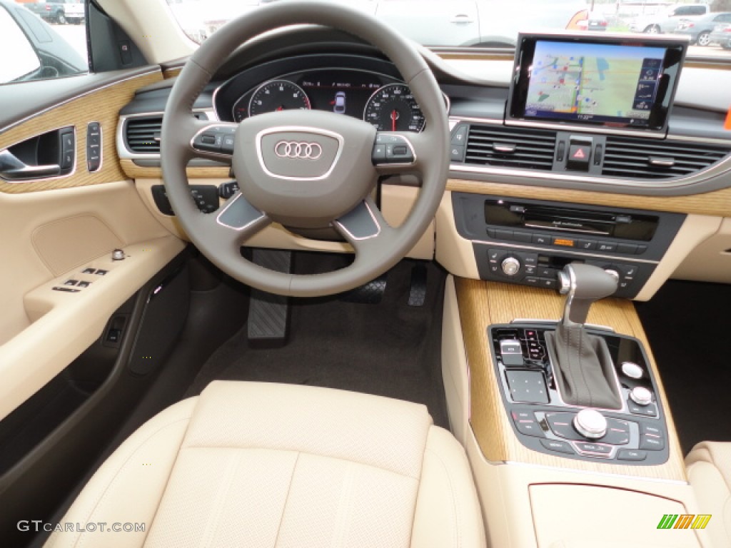 2012 Audi A7 3.0T quattro Prestige Velvet Beige Dashboard Photo #61686603