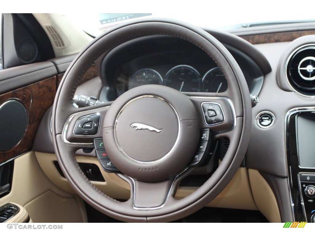 2012 Jaguar XJ XJL Portfolio Cashew/Truffle Steering Wheel Photo #61688975